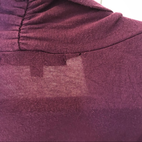 Green Envelope Drape Collar Open Purple Cardigan - Picture 4 of 5